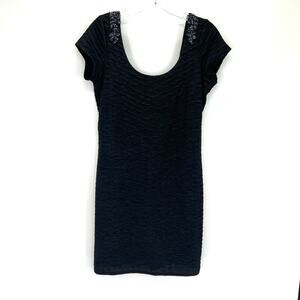 Free people women’s black metallic stretch mini beaded dress